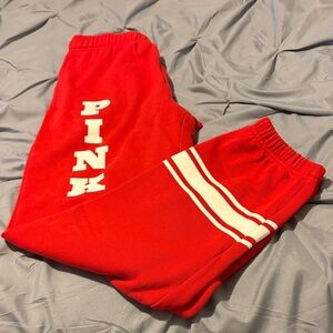 PINK Victoria's Secret Nwt Red & White Pocket Sweatpants